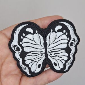Skull butterfly patch iron on wearable art accessory